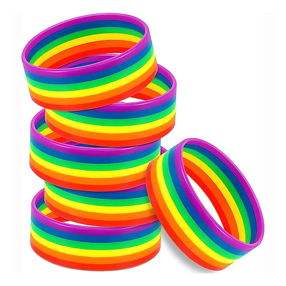 '1 inch Rainbow Silicone Wristbands '