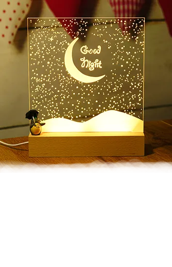 Wooden Base LED with 5mm Acrylic Logo