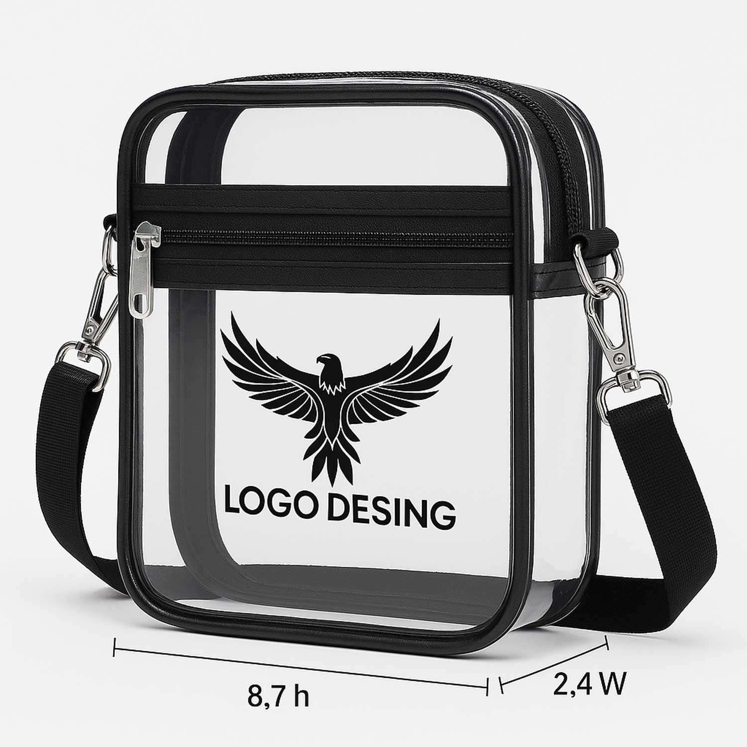 'clear crossbody bag','PVC stadium bag','transparent concert bag','security-approved bag','adjustable strap clear purse','black trim clear bag','event-ready crossbody','dual zipper clear bag','clear bag for sports events','clear handbag for festivals','TSA-friendly '