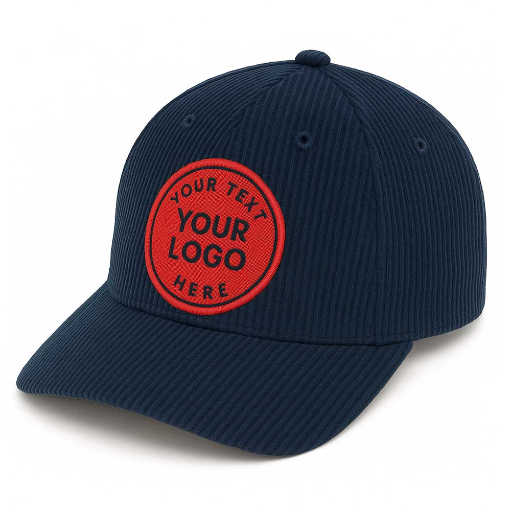 'corduroy snapback cap','6-panel cap','woven patch hat','vintage style cap','structured crown cap','adjustable snapback hat','adult size cap','custom embroidered cap','casual corduroy cap','promotional headwear','fashion streetwear cap','red patch snapback','durable c'