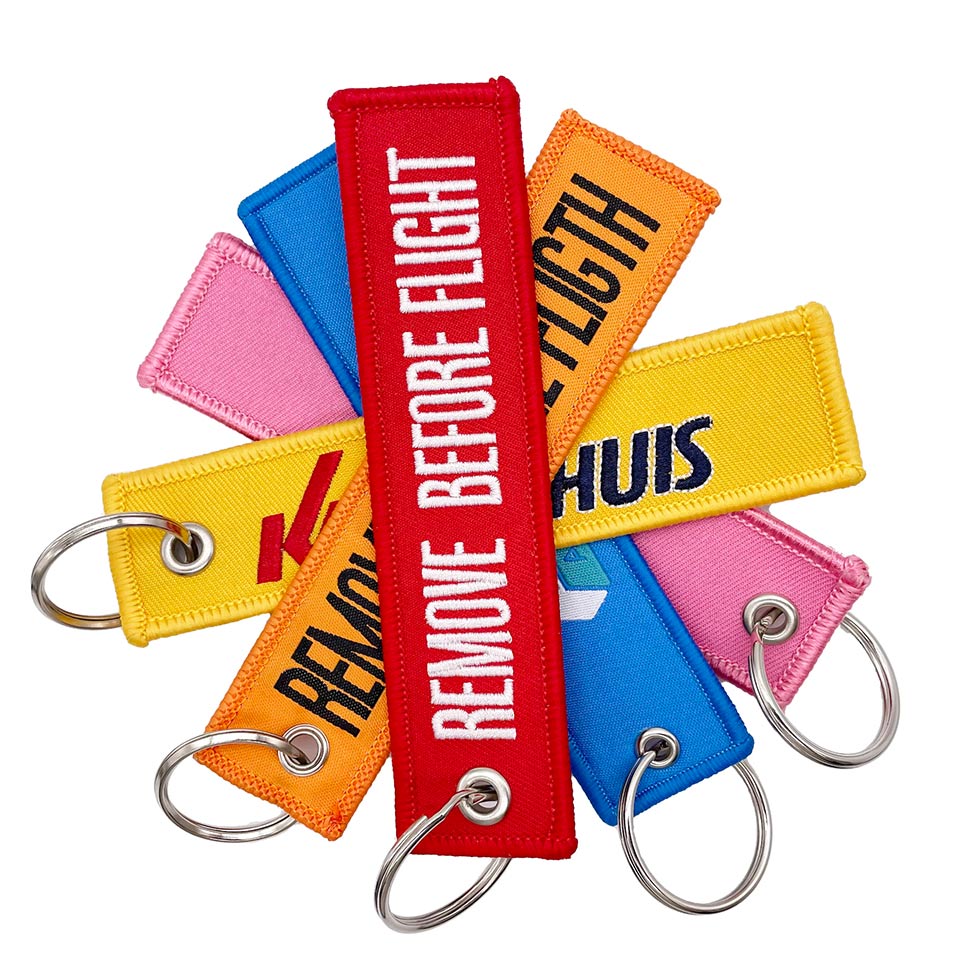 'Custom Embroidered Keyring','jet tag key chain'